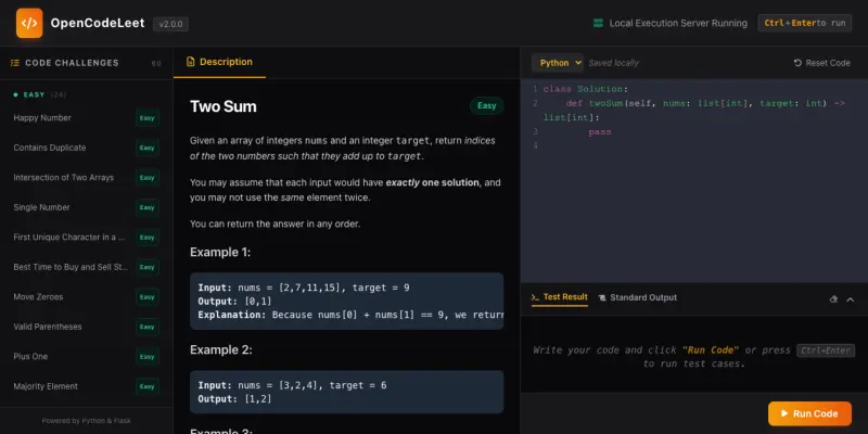 OpenCodeLeet screenshot